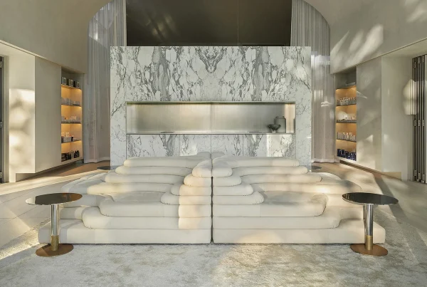 Original de Sede DS-1025 Terrazza sofa in ivory leather at Terre Paisible, photographed by Natelee Cocks